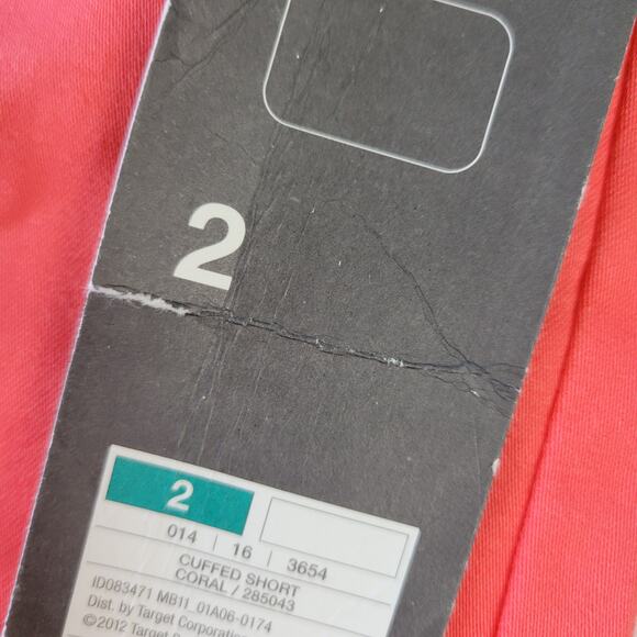 Mossimo Orange Coral Shorts NEW Stretch Flat Front Walking Chinos Women's Size 2 - Picture 5 of 9